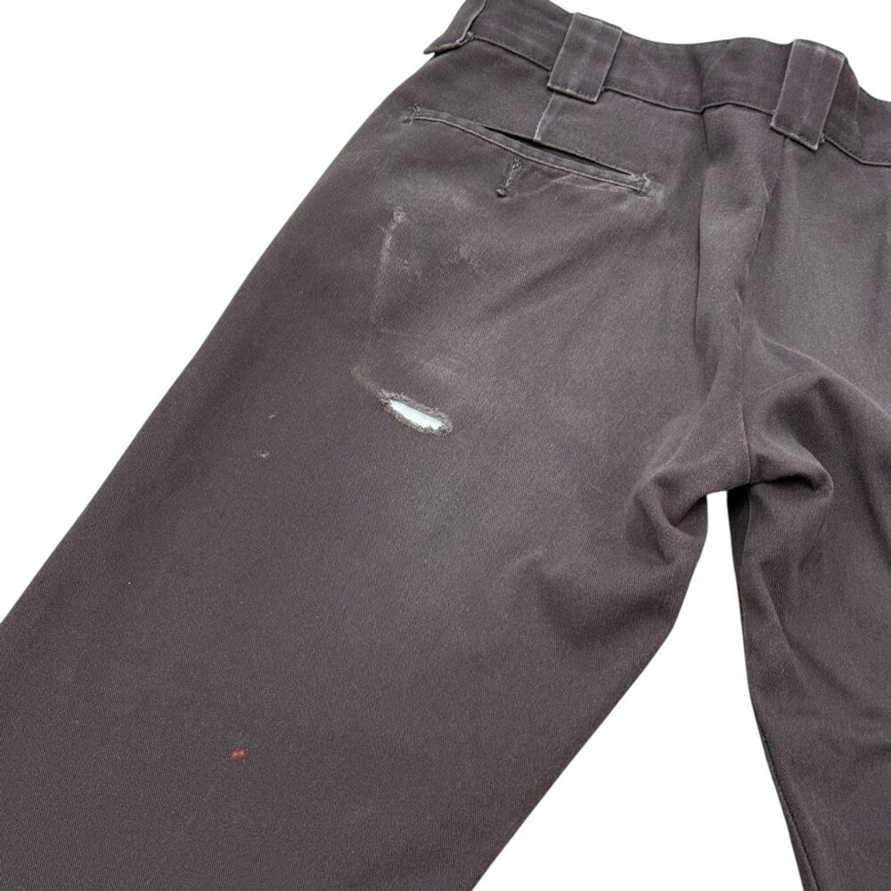 Men’s Dickies Slim Straight Work Pants Brown Distressed Paint Splatter - Picture 9 of 15